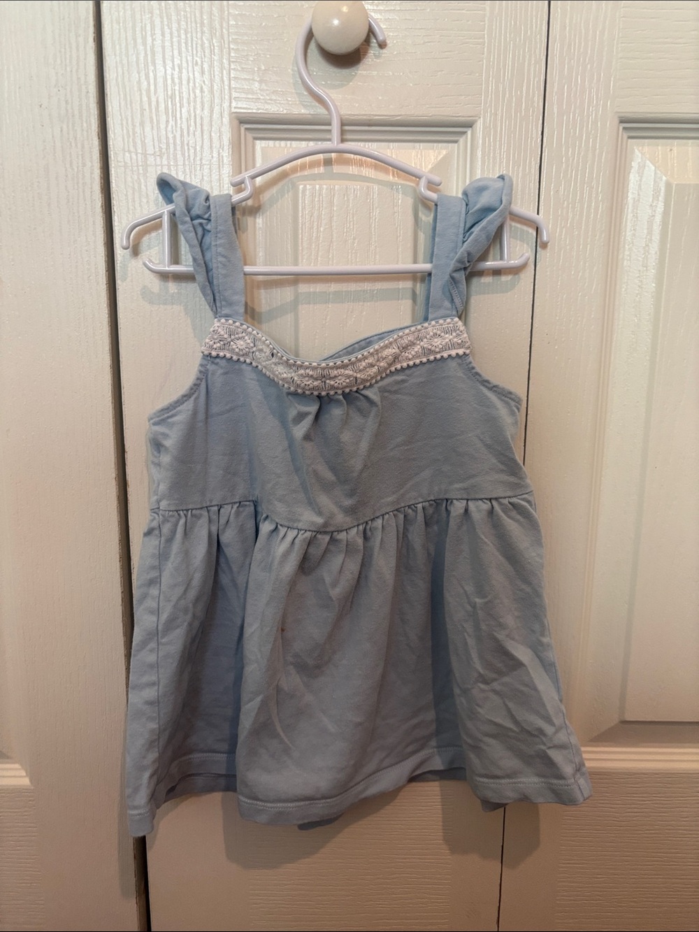 Janie and Jack Light Blue Girls' Tank Dress with Lace Trim